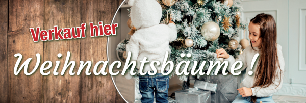 Werbeplane 3 x 1 m Weihnachtsbaumverkauf hier! Mit Familie