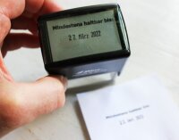 Datum Stempel mit Aufdruck Mindestens haltbar bis: