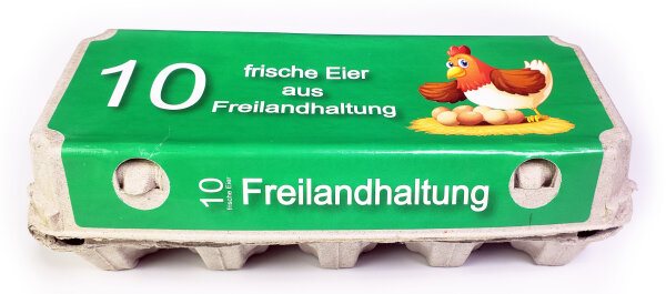 1 Eierschachtel TOP 10 mit Freilandhaltung Etiketten
