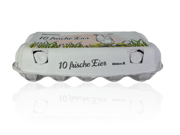 10er Eierschachtel COCO Pack mit Aufdruck 10 frische Eier