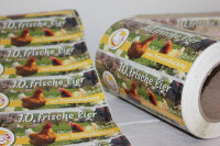 1500 Etiketten f&uuml;r 10er Eierschachteln mit Freilandhaltung Motiv