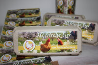1500 Etiketten f&uuml;r 10er Eierschachteln mit Freilandhaltung Motiv