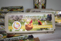 1500 Etiketten f&uuml;r 10er Eierschachteln mit Freilandhaltung Motiv