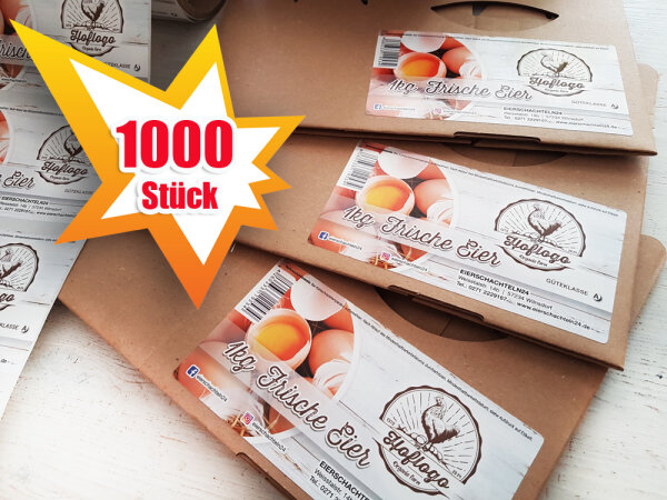 1000 Etiketten f&uuml;r Jungehennenboxen ( 1 kg ) nach Ihrer Druckvorlage
