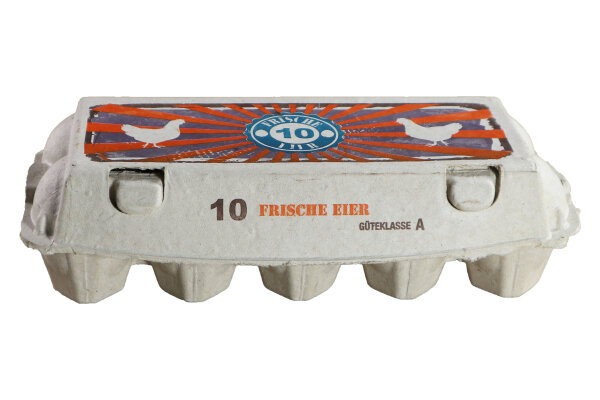 10er Eierschachtel flat TOP mit Aufdruck 10 frische Eier